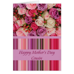 Cousin Mother's Day rose card
