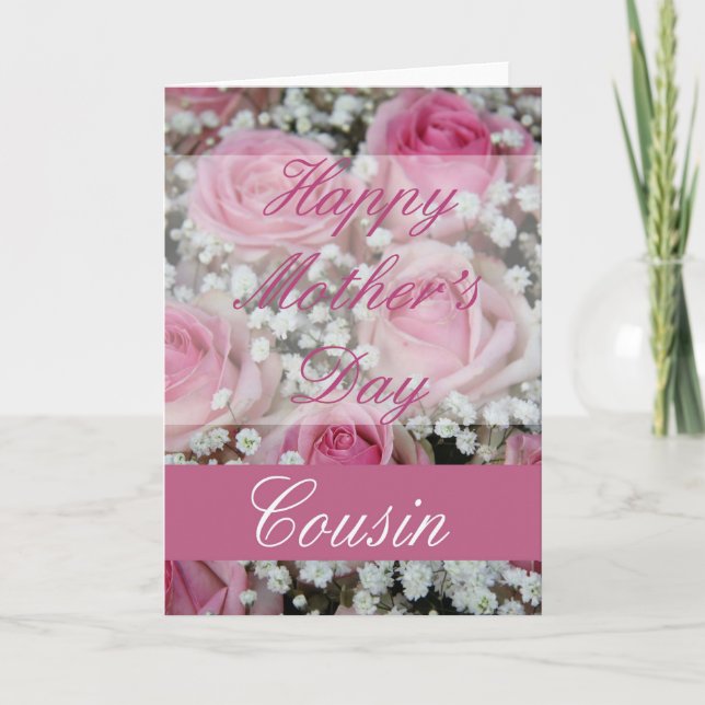 Cousin Mother's Day rose card (Front)