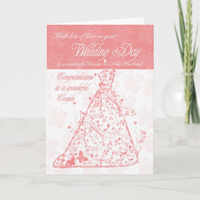 Cousin & New Husband wedding day congratulations Card (Front)