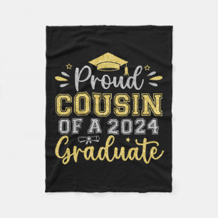 Cousin Of A 2024 Graduate Senior Graduation Men Wo Fleece Blanket