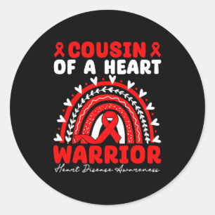 Cousin Of A Heart Warrior Heart Disease Boho Rainb Classic Round Sticker