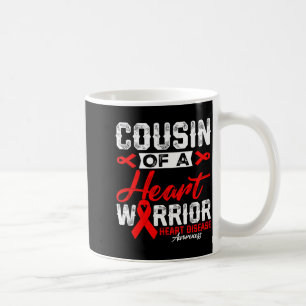 Cousin Of A Heart Warrior Heart Disease Red Ribbon Coffee Mug