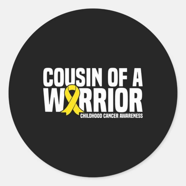 Cousin Of A Warrior Childhood Cancer Awareness 1  Classic Round Sticker (Front)