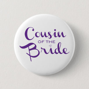 Cousin of Bride Purple on White 6 Cm Round Badge