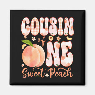 Cousin of one sweet peach 1st birthday girl party magnet