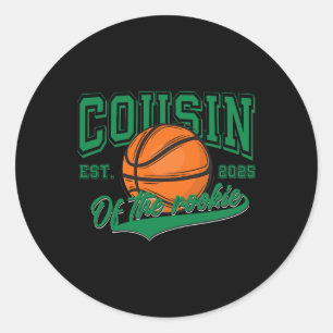 Cousin Of Rookie 1st Birthday Boy Sketll Family Ma Classic Round Sticker