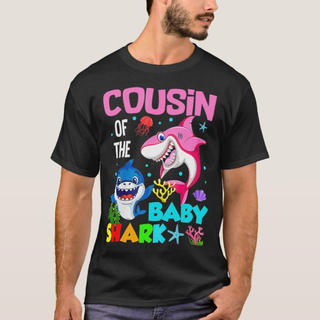 Cousin Of The Baby Shark  Birthday Cousin Shark  T-Shirt (Front)