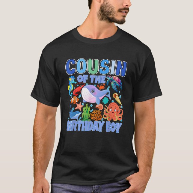Cousin of The Birthday Boy Aquarium Sea Animals Ma T-Shirt (Front)
