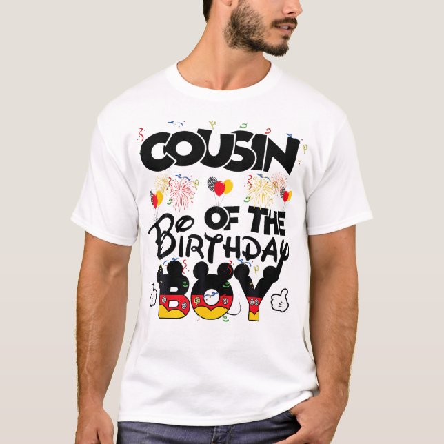 Cousin Of The Birthday Boy Mouse Family Matching T-Shirt (Front)