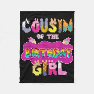 Cousin Of The Birthday Girl Family Pig Party Decor Fleece Blanket
