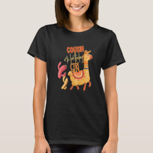 Cousin Of The Birthday Girl Llama Theme Matching F T-Shirt