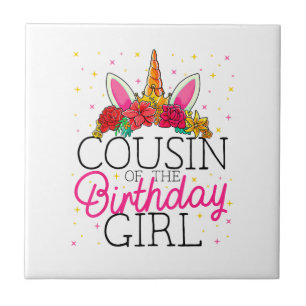 Cousin of the Birthday Girl Unicorn Birthday T-Shi Tile