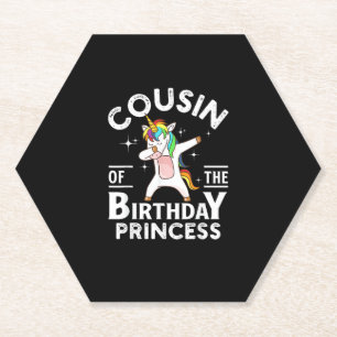 Cousin Of The Birthday Princess Unicorn Girl T-Shi Paper Coaster
