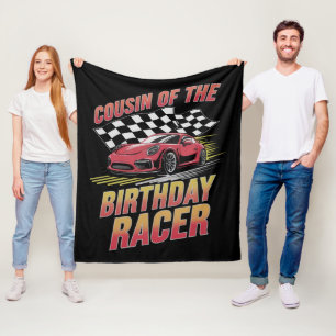 Cousin Of The Birthday Racer Racing Family Party  Fleece Blanket