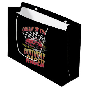 Cousin Of The Birthday Racer Racing Family Party Large Gift Bag