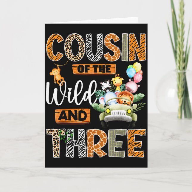 Cousin Of The Wild And Three 3rd Birthday Boy Safa Card (Front)