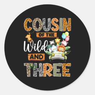 Cousin Of The Wild And Three 3rd Birthday Boy Safa Classic Round Sticker