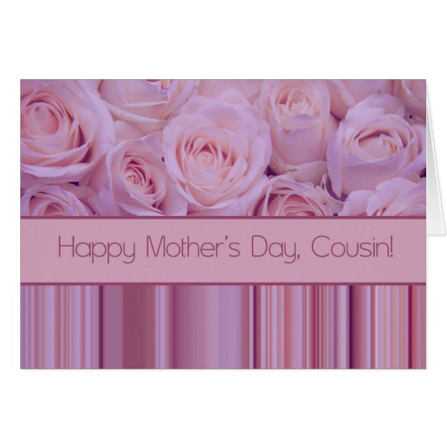 Cousin Pastel roses & stripes Mother's Day (Front Horizontal)