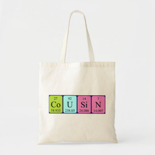 Cousin periodic table name tote bag
