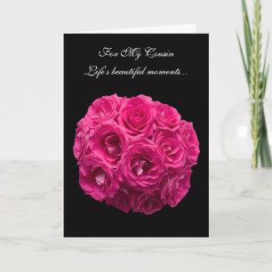 Cousin Pink Roses Bridesmaid Card