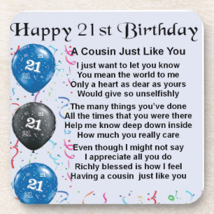 Cousin Poem 21st Birthday Coaster