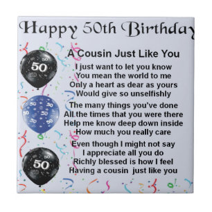 Cousin Poem 50th Birthday Tile
