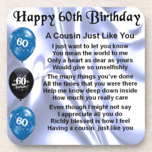Cousin Poem 60th Birthday Coaster