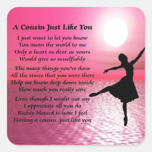 Cousin Poem - Ballerina Square Sticker
