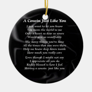 Cousin Poem - Black Silk Ceramic Tree Decoration