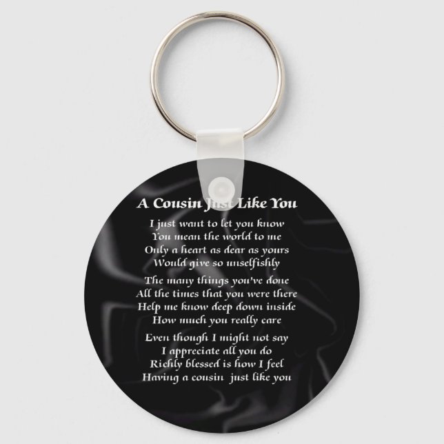 Cousin Poem - Black Silk Key Ring (Front)