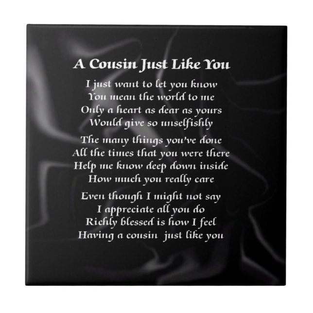 Cousin Poem - Black Silk Tile (Front)