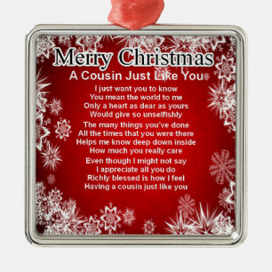 Cousin Poem  -  Christmas Design Metal Tree Decoration