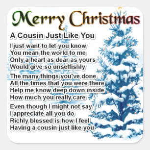 Cousin Poem - Christmas design Square Sticker