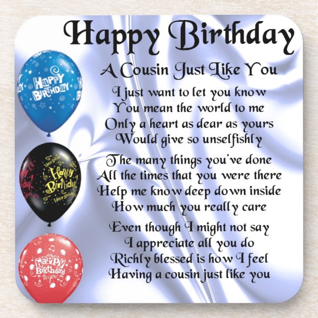 Cousin poem  Happy Birthday Coaster (Front)