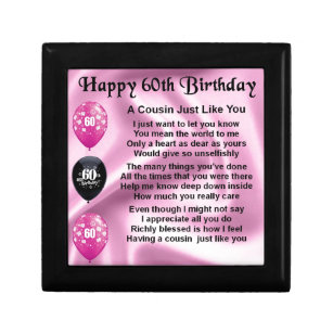 Cousin Poem - Pink- 60th Birthday Gift Box