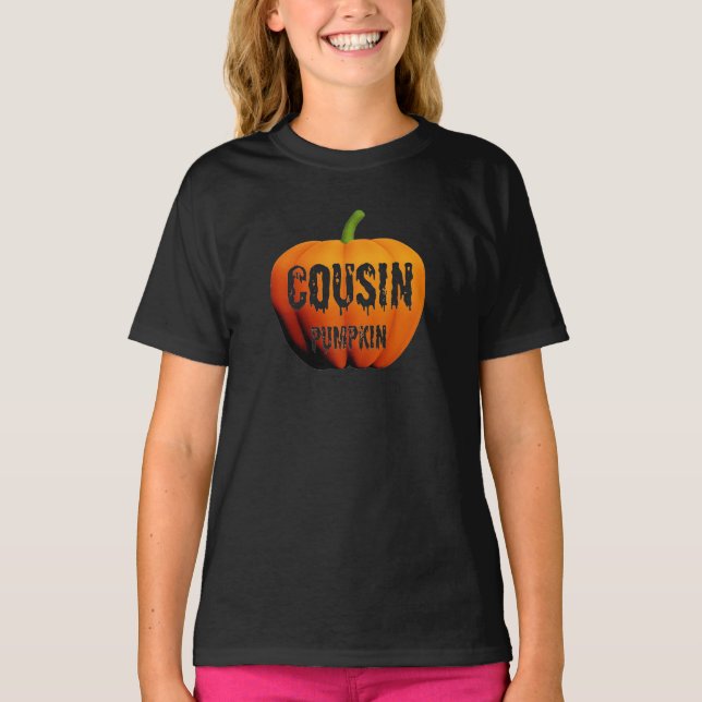 Cousin Pumpkin Halloween Design T-Shirt (Front)