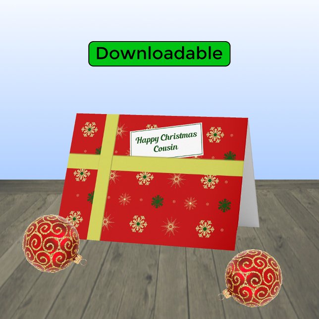 Cousin red Christmas parcel modern Holiday Card (Creator Uploaded)