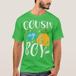 Cousin Says Boy Funny Pumpkin Halloween Gender Rev T-Shirt