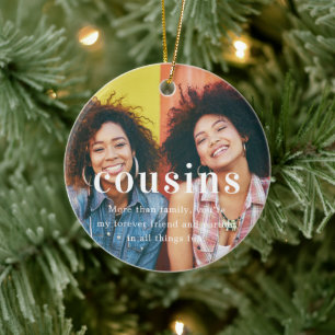 Cousin   Sentimental Photo Keepsake Christmas Ceramic Tree Decoration