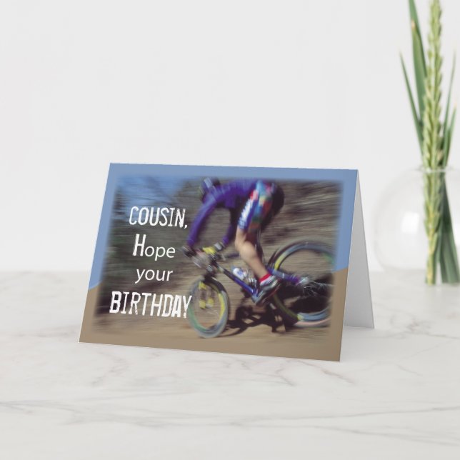 Cousin Sports Mountain Bike Birthday Card (Front)