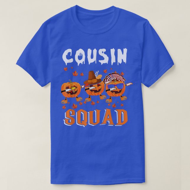 Cousin Squad Thanksgiving Three Dabbing Scary Pump T-Shirt (Design Front)