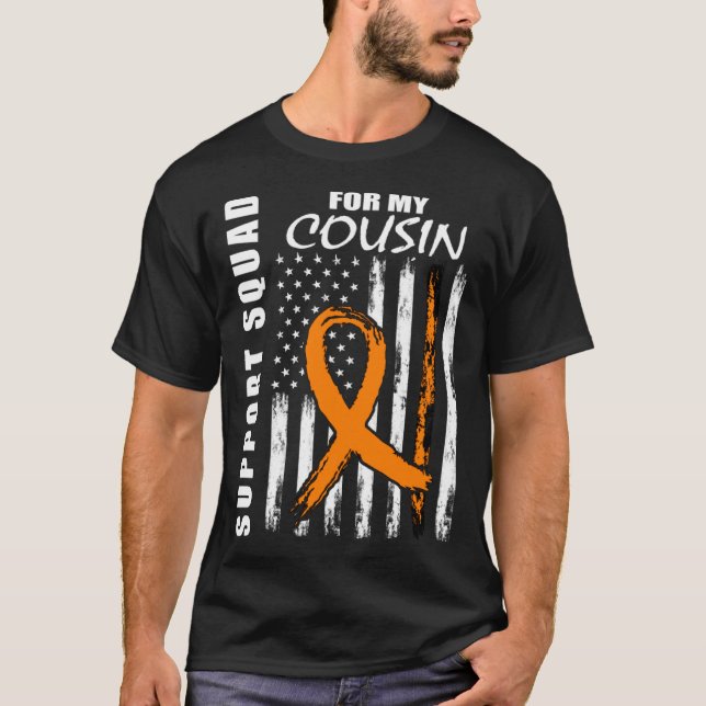 Cousin Support Squad Leukemia Awareness American F T-Shirt (Front)