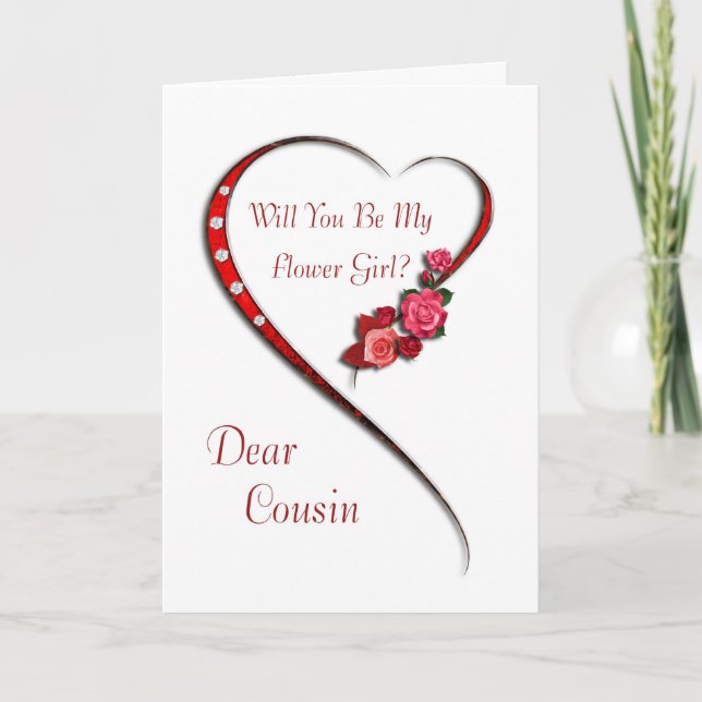 Cousin, Swirling heart Flower Girl invite (Front)