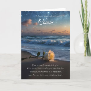 Cousin Sympathy Beach and Rose Spiritual  Card