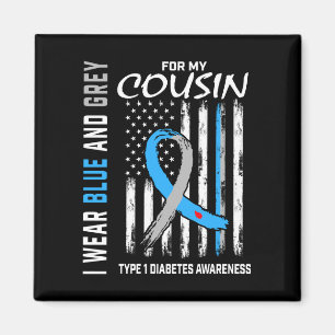 Cousin t1d type 1 diabetes awareness american flag magnet