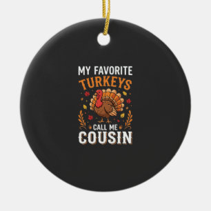 Cousin Thanksgiving Turkey Family Ceramic Tree Decoration