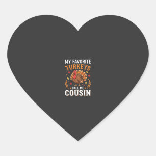 Cousin Thanksgiving Turkey Family Heart Sticker