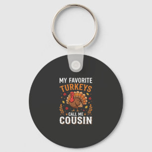 Cousin Thanksgiving Turkey Family Key Ring