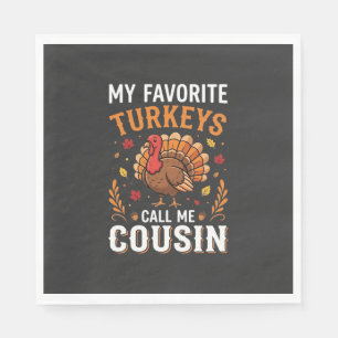 Cousin Thanksgiving Turkey Family Napkin