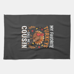 Cousin Thanksgiving Turkey Family Tea Towel